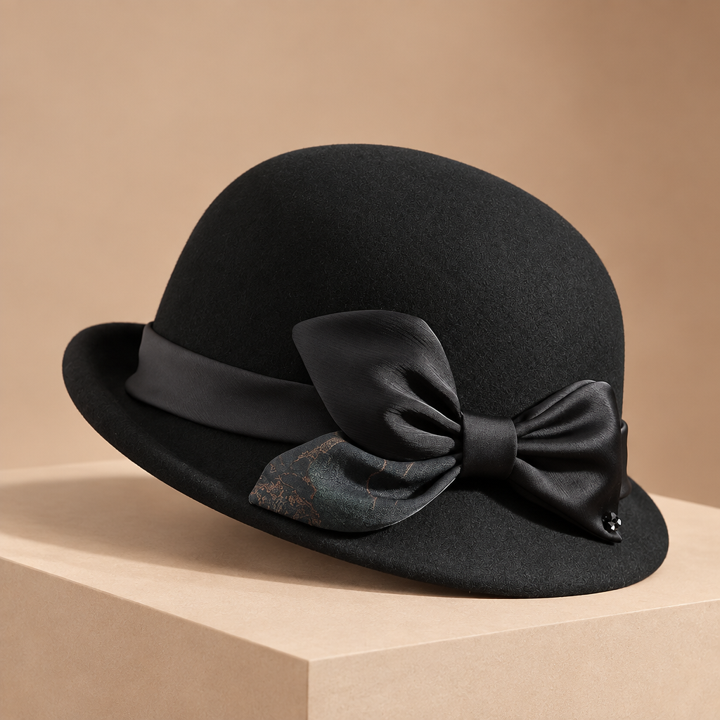 Black bow hat