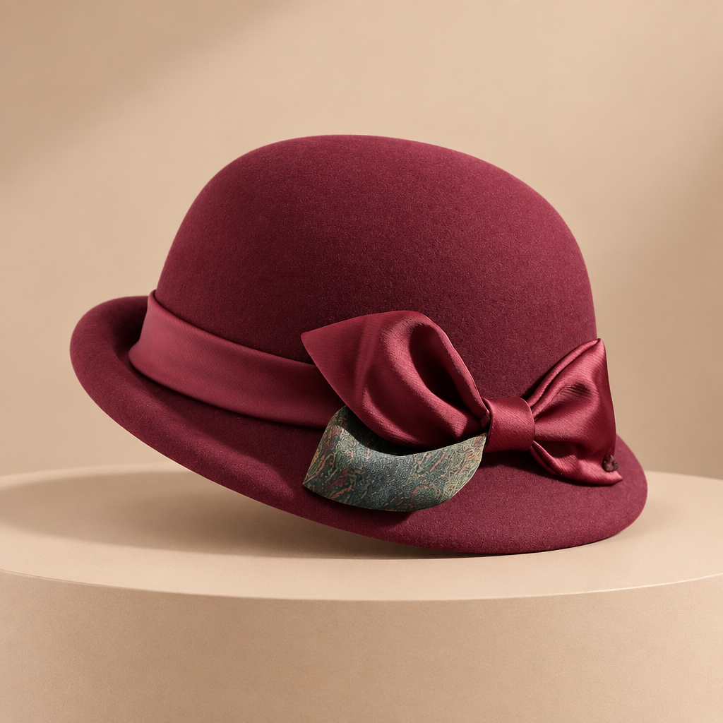 Burgundy bow hat